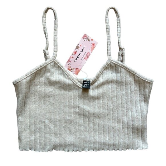 Shein MOD Beige Lettuce Trim Cami Crop Top NWT Size Medium - Picture 5 of 10